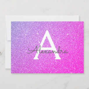 Pink Purple Sparkle Glitter Sweet 16 Save the Date