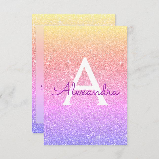 Pink Purple Sparkle Glitter Sweet Sixteen Birthday Invitation (Front/Back)