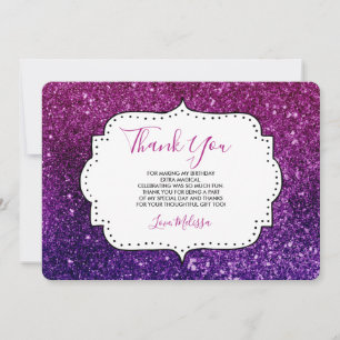 Pink & Purple Sparkling Gemstones Thank You Card