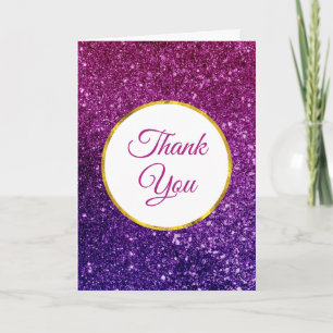 Pink & Purple Sparkling Gemstones Thank You Card
