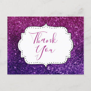 Pink & Purple Sparkling Gemstones Thank You Postcard