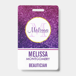 Pink & Purple Sparkling Glitter Gemstones ID Badge