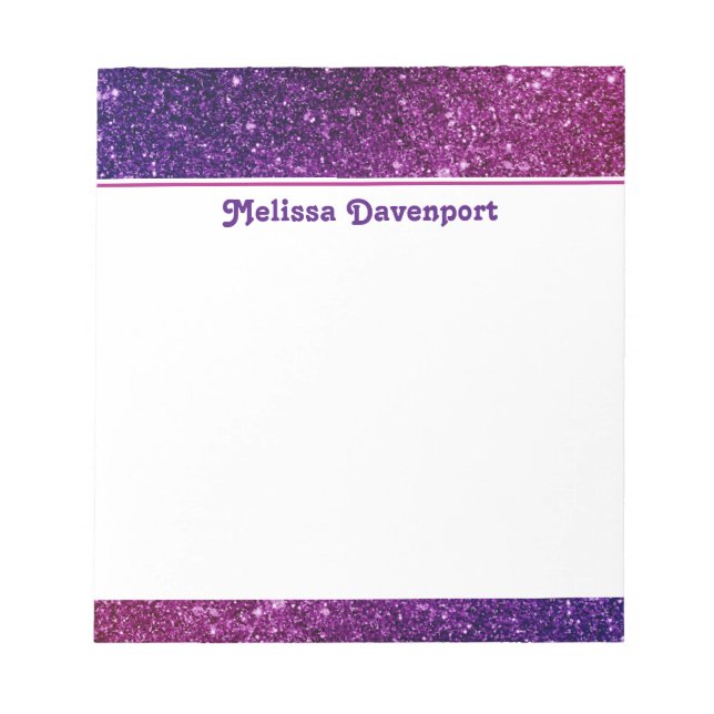 Pink & Purple Sparkling Glitter Gemstones Notepad (Front)