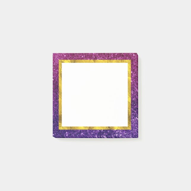 Pink & Purple Sparkling Glitter Gemstones Post-it Notes (Front)