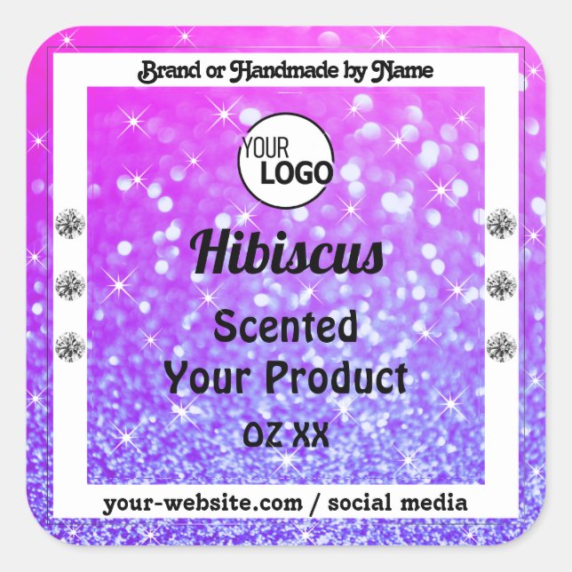 Pink Purple Sparkling Glitter Product Labels Logo (Front)