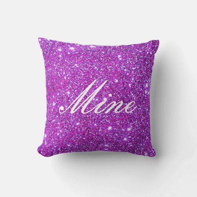 Pink Purple Sparkly Glam Glitter Designer Cushion (Front)