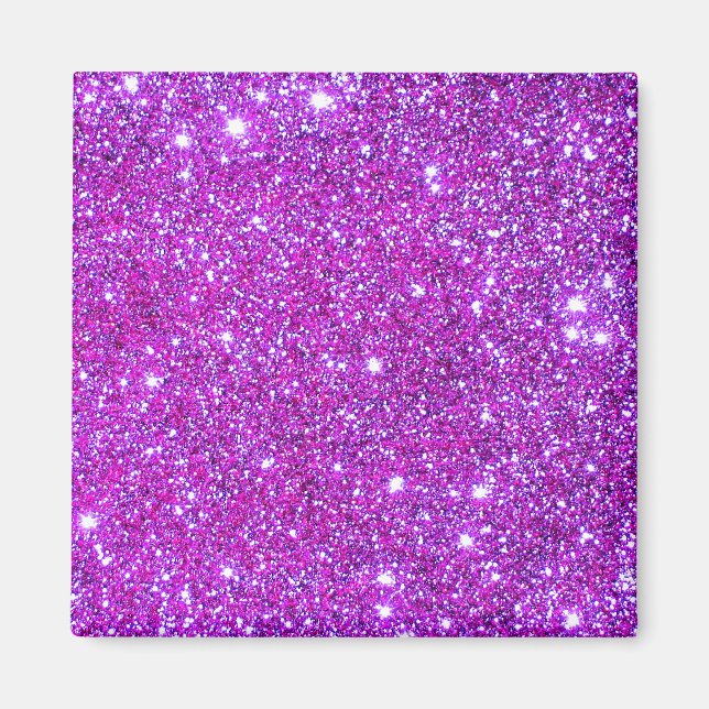 Pink Purple Sparkly Glam Glitter Designer Magnet (Front)