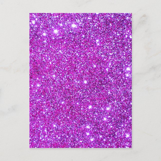 Pink Purple Sparkly Glam Glitter Designer Postcard (Front)