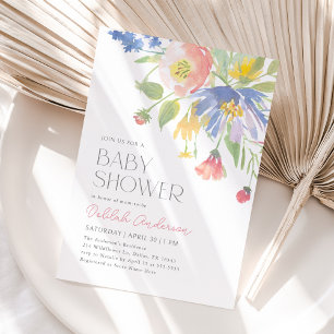 Pink Purple Spring Floral Baby Shower Invitation