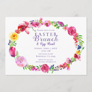 Pink & Purple Spring Flowers Floral Modern Invitation