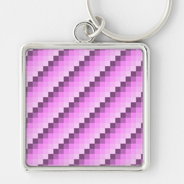 Pink & Purple Squares Key Ring (Front)