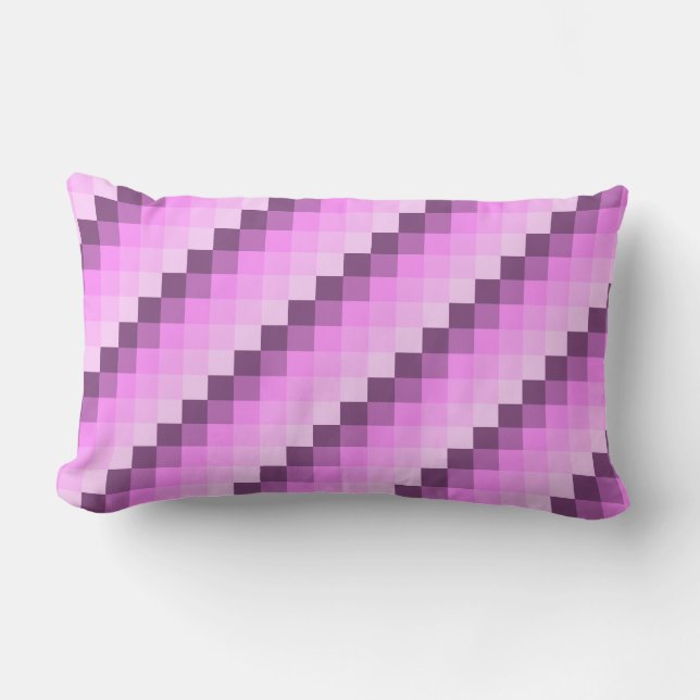 Pink & Purple Squares Lumbar Cushion (Front)