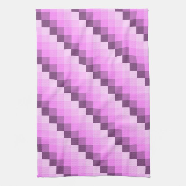 Pink & Purple Squares Tea Towel (Vertical)