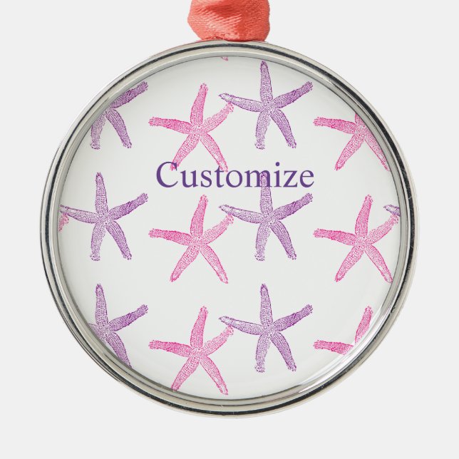 Pink Purple Starfish Thunder_Cove Metal Ornament (Front)