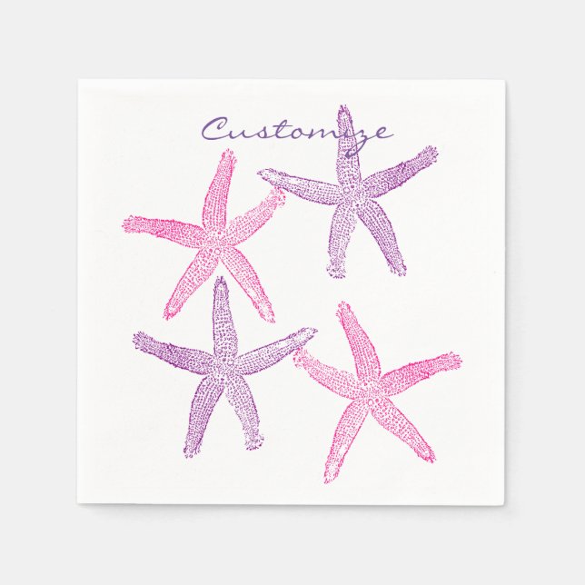 Pink Purple Starfish Thunder_Cove Napkin (Front)