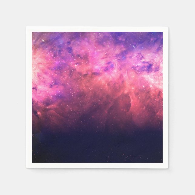 Pink Purple Starry Sky Cosmic Galaxy Sky Fire Glow Napkin (Front)