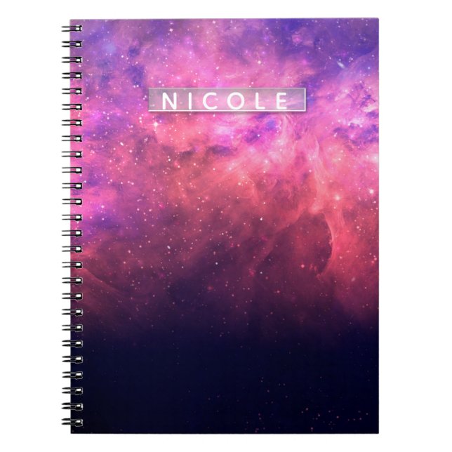 Pink Purple Starry Sky Cosmic Galaxy Sky Fire Glow Notebook (Front)