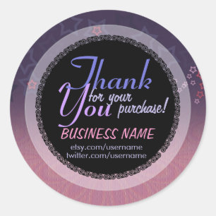 Pink purple Stars Business Thank You Sticker