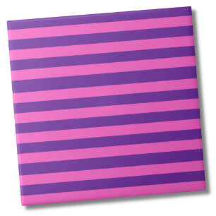 Pink Purple Stripe Pattern Ceramic Tile