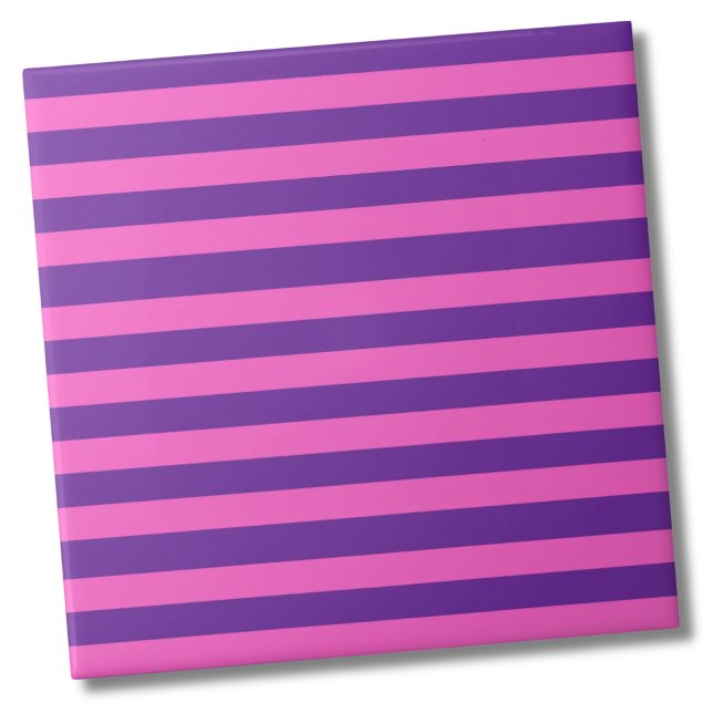 Pink Purple Stripe Pattern Ceramic Tile (Stylish Modern Bold Pink Purple Stripes Pattern Ceramic Tile)