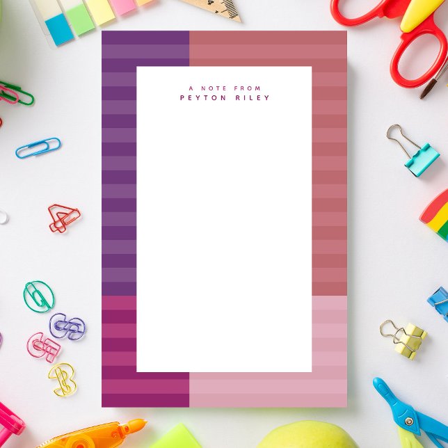 Pink purple striped frame fun cute personalised stationery (Creator Uploaded)