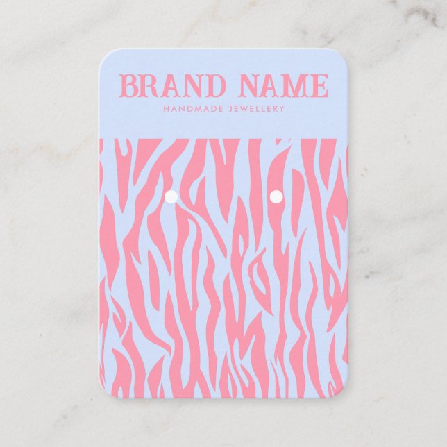 Pink Purple Striped Modern Earrings Display Card (Front)