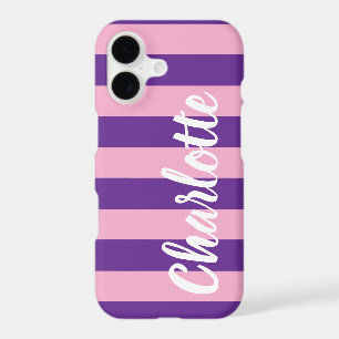 Pink Purple Striped Script Name