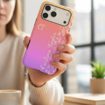 Pink & purple stylish pastel gradient monogrammed