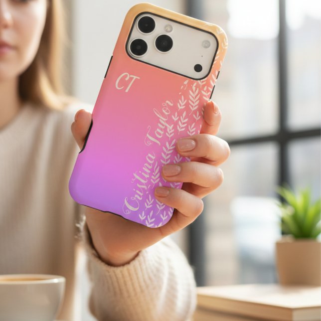 Pink & purple stylish pastel gradient monogrammed (Creator Uploaded)