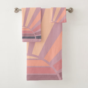 Pink & Purple Sunrise Ombre Colour   Bath Towel Set