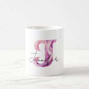 Pink Purple Sweater Letter J Names  Coffee Mug