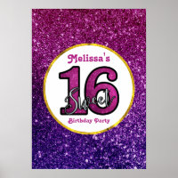 Pink & Purple Sweet 16 Sparkle Glitter Gemstones