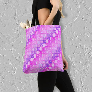 Pink purple swimming lettering pattern tote bag