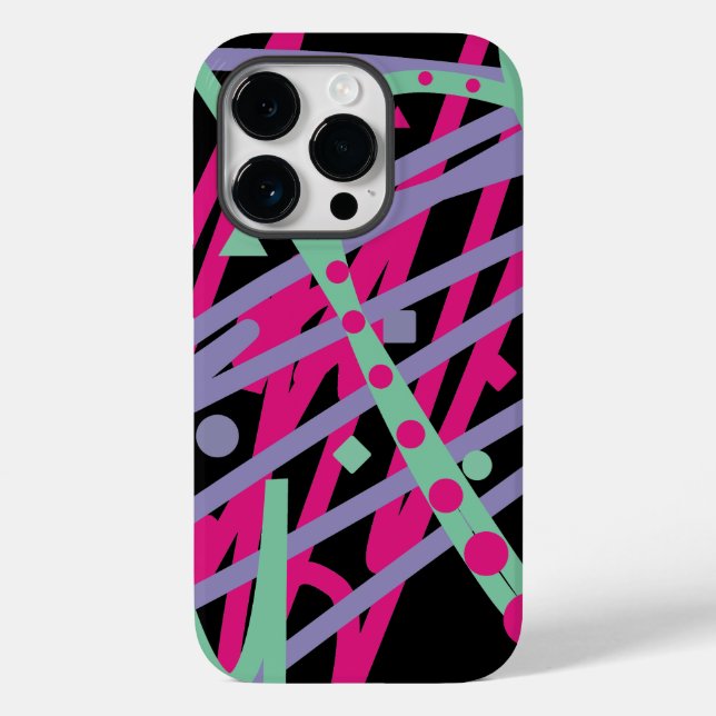 Pink Purple Teal Dots Lines 80s Colourful Pattern Case-Mate iPhone Case (Back)