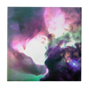 Pink Purple Teal Nebula Tile