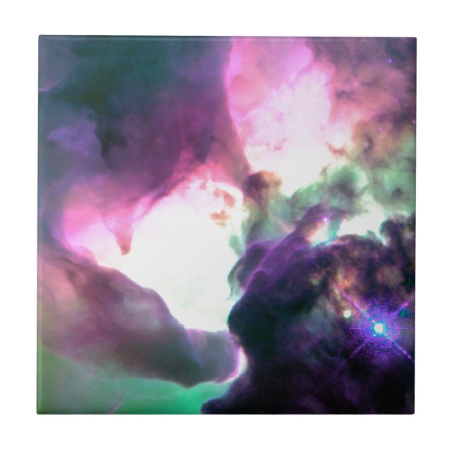 Pink Purple Teal Nebula Tile (Front)