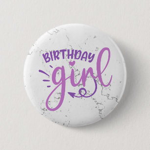 Pink Purple Trendy Birthday Girl 6 Cm Round Badge