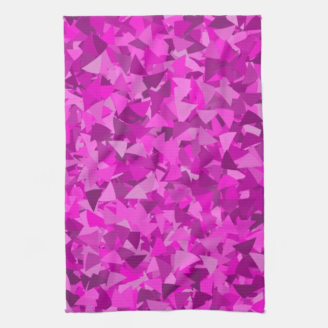 Pink Purple Triangle Pattern Tea Towel (Vertical)