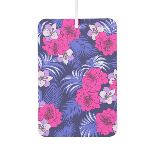 Pink & Purple Tropical - A bright hibiscus design Car Air Freshener (Front)