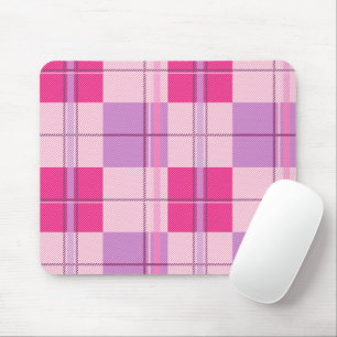 Pink Purple Twill Plaid Mousepad Desk Decor