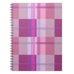 Pink Purple Twill Plaid Spiral Notebook
