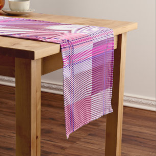 Pink Purple Twill Plaid Table Runner Party Decor