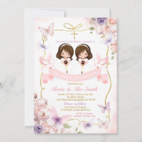 Pink & Purple Twin Girl Bible Primera Comunión