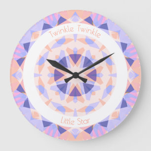 Pink Purple Twinkle Little Star Baby Girl Nursery Large Clock