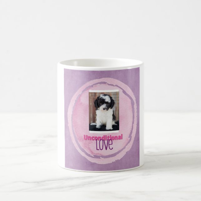 Pink & Purple Unconditional Love Dog Photo Mug (Center)