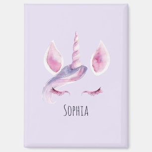 Pink Purple Unicorn Birthday Magnet