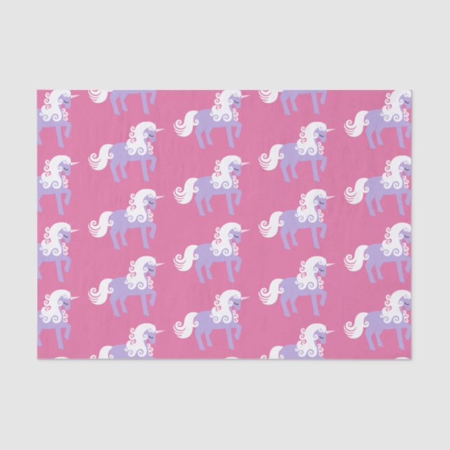 Pink Purple Unicorn Birthday Tissue Paper (Front)