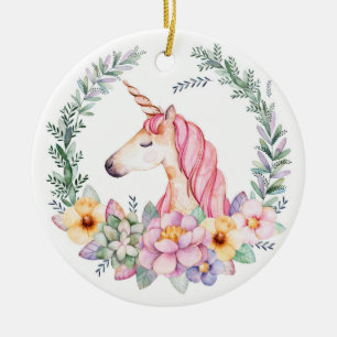 Pink & Purple Unicorn Christmas Tree Ornament