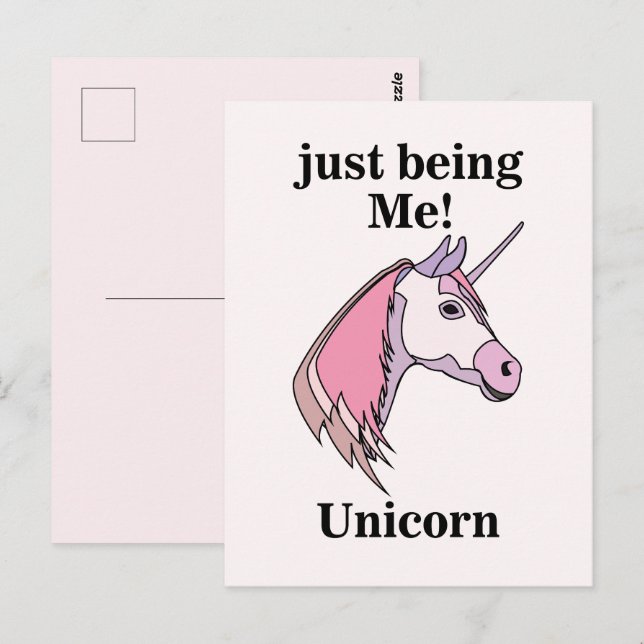 Pink Purple Unicorn Head Postcard (Front/Back)