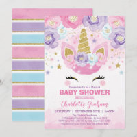Pink Purple Unicorn Magical Stars Baby Shower